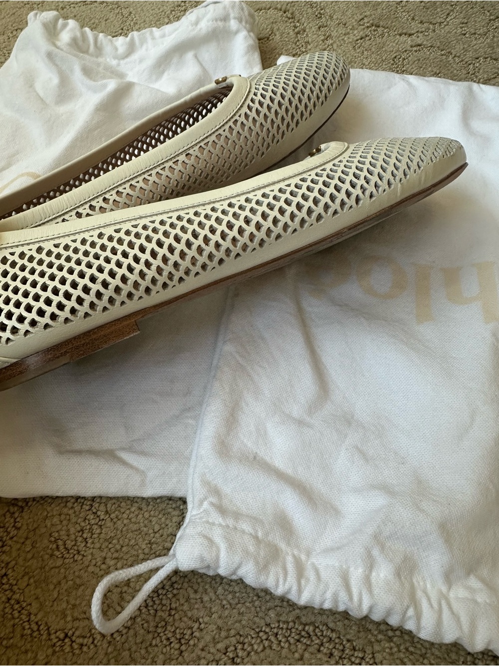 Chloe Marcie Ballet Flat 8 B Eggshell - Picture 3 of 9